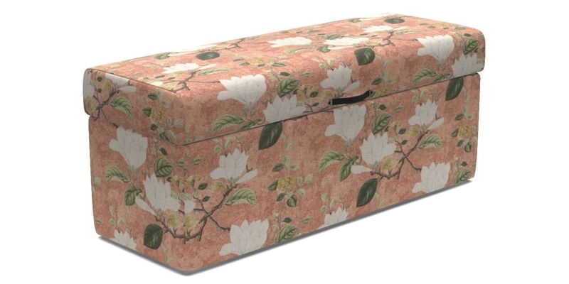 Birdham Large Blanket Box in V&A Threads of India on Linen Regal Poppy Buttermilk