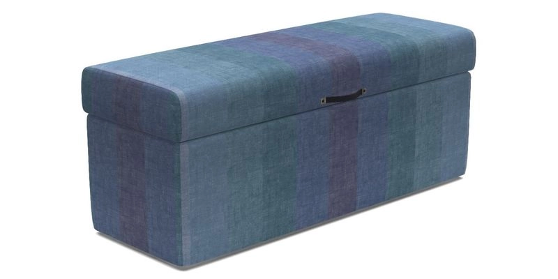 Birdham medium blanket box in Spill Resistant Gertrude Jekyll Ornamental Duck Egg and Alwinton 3 seater sofa in Spill Resistant Sussex Stripe Mocha