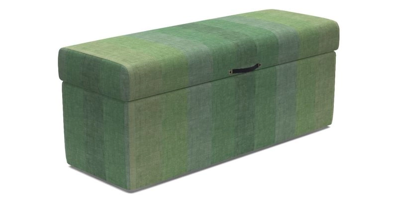 Birdham medium blanket box in Spill Resistant Gertrude Jekyll Ornamental Duck Egg and Alwinton 3 seater sofa in Spill Resistant Sussex Stripe Mocha