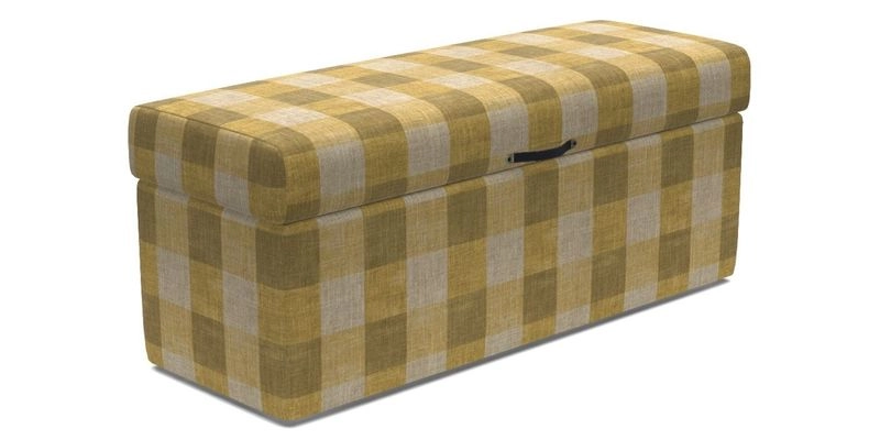 Birdham Large Blanket Box in V&A Threads of India on Linen Regal Poppy Buttermilk