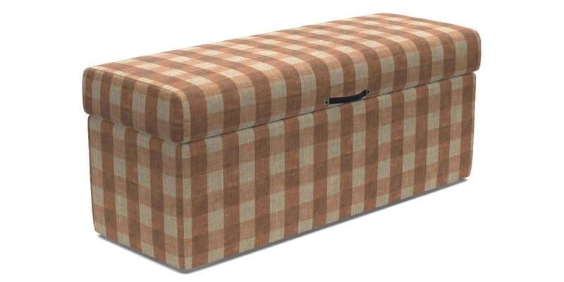 Birdham medium blanket box in Spill Resistant Gertrude Jekyll Ornamental Duck Egg and Alwinton 3 seater sofa in Spill Resistant Sussex Stripe Mocha