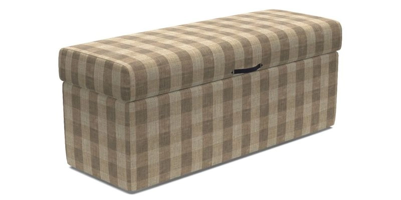 Birdham medium blanket box in Spill Resistant Gertrude Jekyll Ornamental Duck Egg and Alwinton 3 seater sofa in Spill Resistant Sussex Stripe Mocha