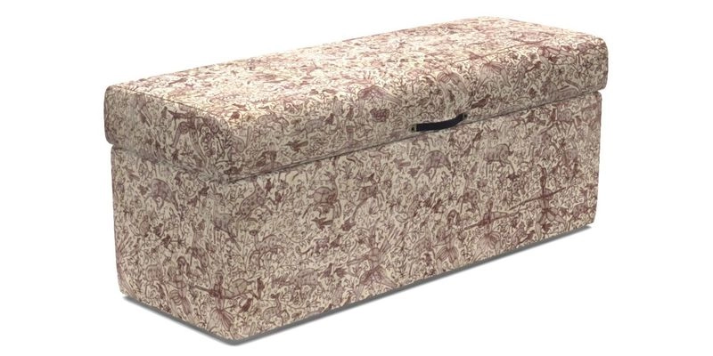 Birdham Large Blanket Box in V&A Threads of India on Linen Regal Poppy Buttermilk