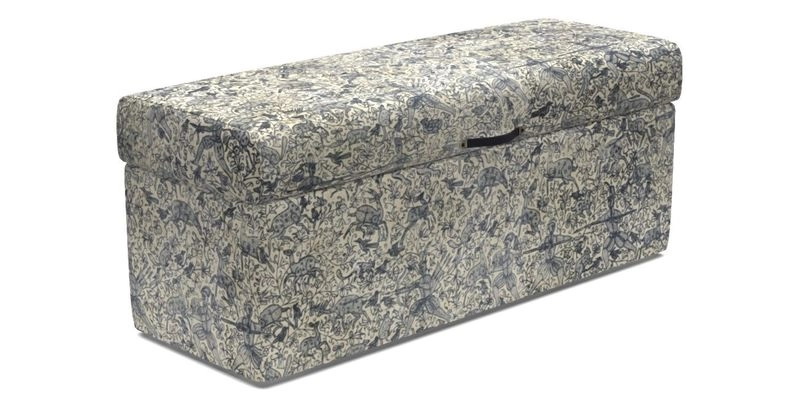 Birdham Large Blanket Box in V&A Threads of India on Linen Regal Poppy Buttermilk