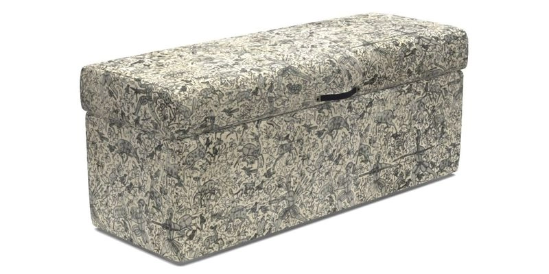 Birdham Large Blanket Box in V&A Threads of India on Linen Regal Poppy Buttermilk