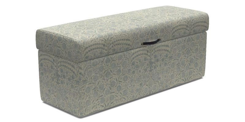 Birdham medium blanket box in Spill Resistant Gertrude Jekyll Ornamental Duck Egg and Alwinton 3 seater sofa in Spill Resistant Sussex Stripe Mocha