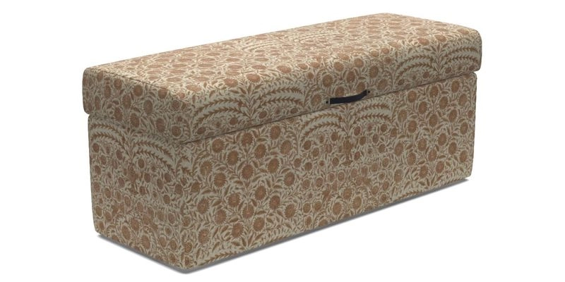 Birdham Large Blanket Box in V&A Threads of India on Linen Regal Poppy Buttermilk
