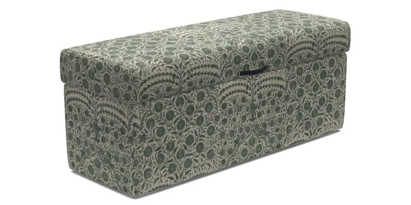 Birdham Large Blanket Box in V&A Threads of India on Linen Regal Poppy Buttermilk
