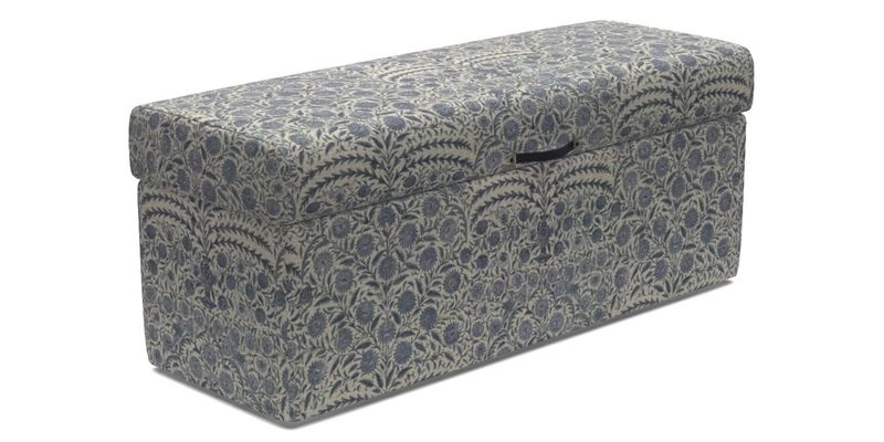 Birdham Large Blanket Box in V&A Threads of India on Linen Regal Poppy Buttermilk