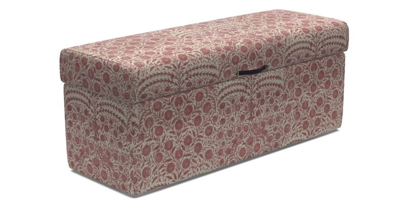Birdham Large Blanket Box in V&A Threads of India on Linen Regal Poppy Buttermilk