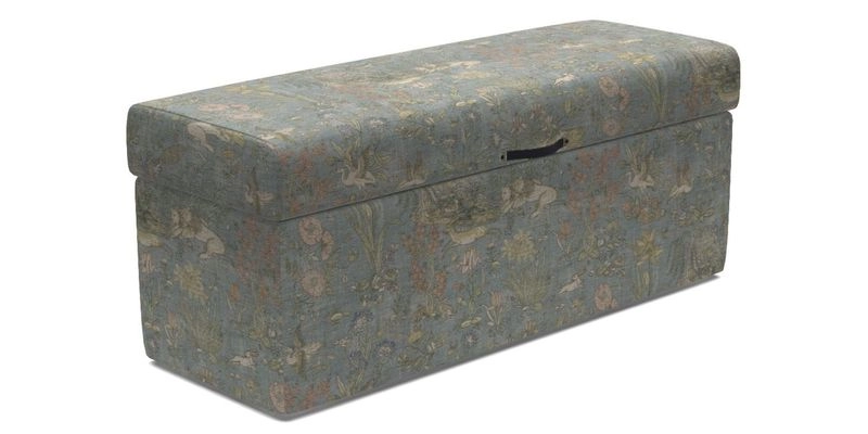 Birdham Large Blanket Box in V&A Threads of India on Linen Regal Poppy Buttermilk