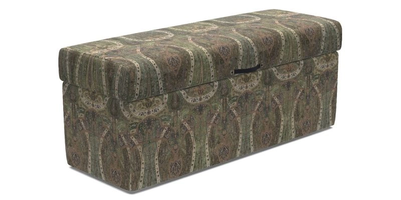 Birdham Large Blanket Box in V&A Threads of India on Linen Regal Poppy Buttermilk