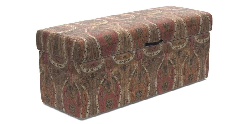 Birdham Large Blanket Box in V&A Threads of India on Linen Regal Poppy Buttermilk