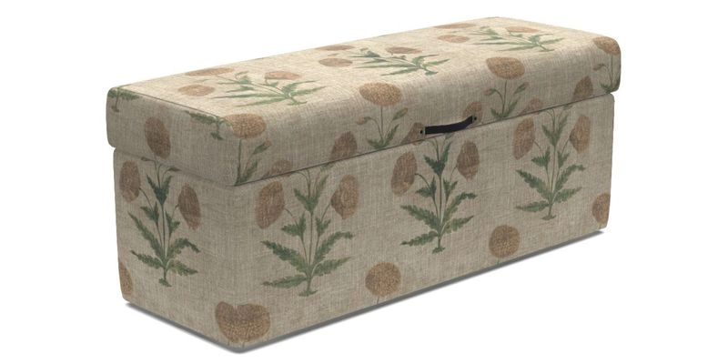Birdham Large Blanket Box in V&A Threads of India on Linen Regal Poppy Buttermilk