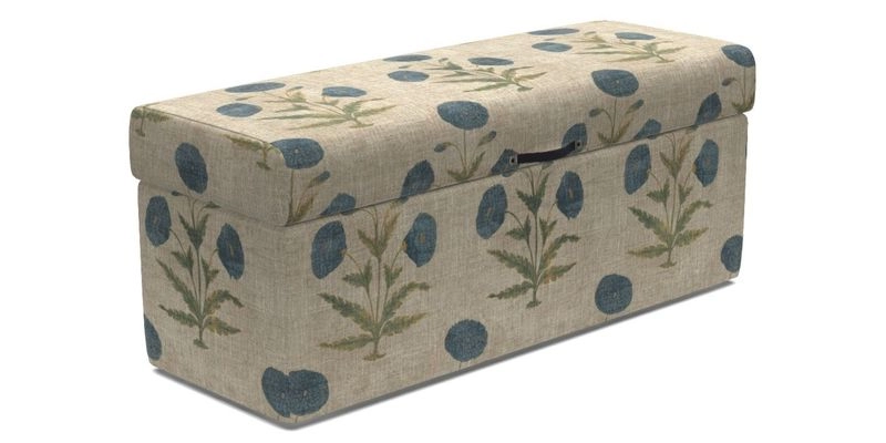 Birdham Large Blanket Box in V&A Threads of India on Linen Regal Poppy Buttermilk
