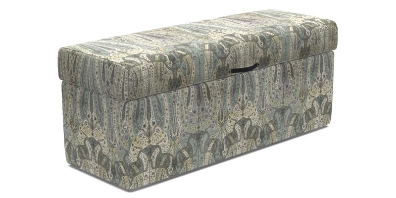 Birdham Large Blanket Box in V&A Threads of India on Linen Regal Poppy Buttermilk
