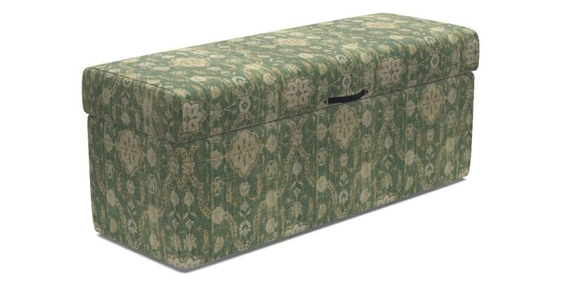 Birdham Large Blanket Box in V&A Threads of India on Linen Regal Poppy Buttermilk