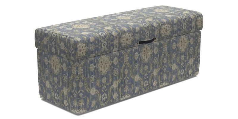 Birdham Large Blanket Box in V&A Threads of India on Linen Regal Poppy Buttermilk