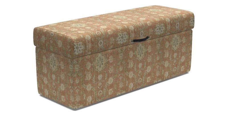 Birdham Large Blanket Box in V&A Threads of India on Linen Regal Poppy Buttermilk