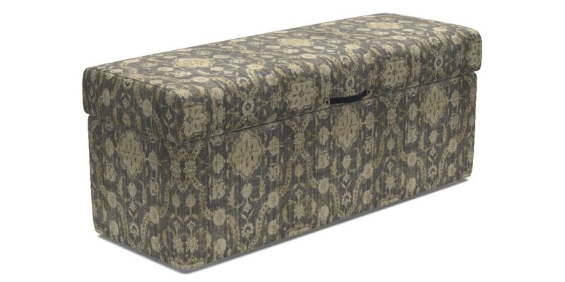 Birdham Large Blanket Box in V&A Threads of India on Linen Regal Poppy Buttermilk
