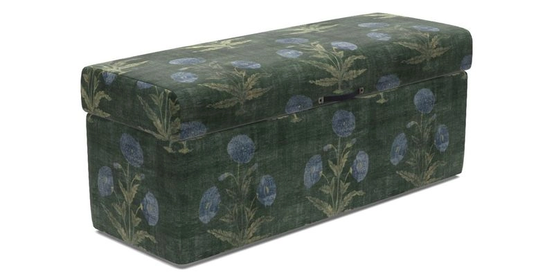 Birdham Large Blanket Box in V&A Threads of India on Linen Regal Poppy Buttermilk