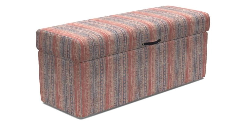Birdham Large Blanket Box in V&A Threads of India on Linen Regal Poppy Buttermilk