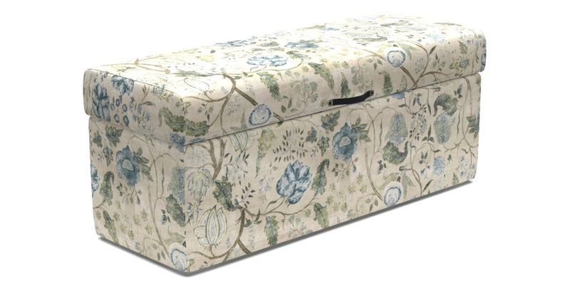 Birdham Large Blanket Box in V&A Threads of India on Linen Regal Poppy Buttermilk