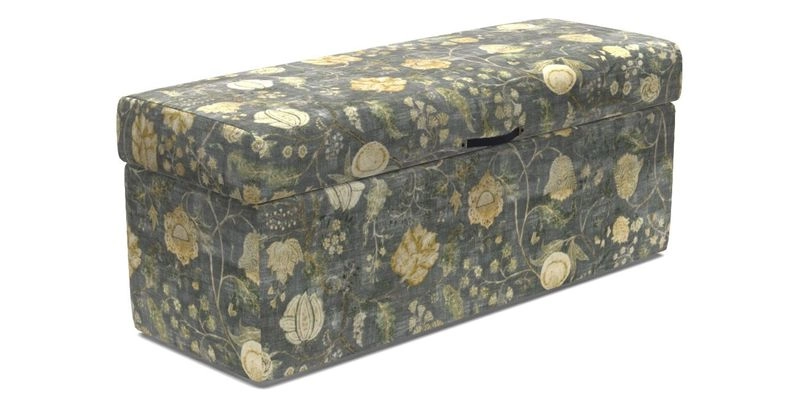 Birdham Large Blanket Box in V&A Threads of India on Linen Regal Poppy Buttermilk