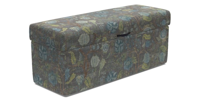 Birdham Large Blanket Box in V&A Threads of India on Linen Regal Poppy Buttermilk