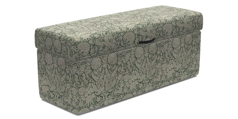 Birdham medium blanket box in Spill Resistant Gertrude Jekyll Ornamental Duck Egg and Alwinton 3 seater sofa in Spill Resistant Sussex Stripe Mocha