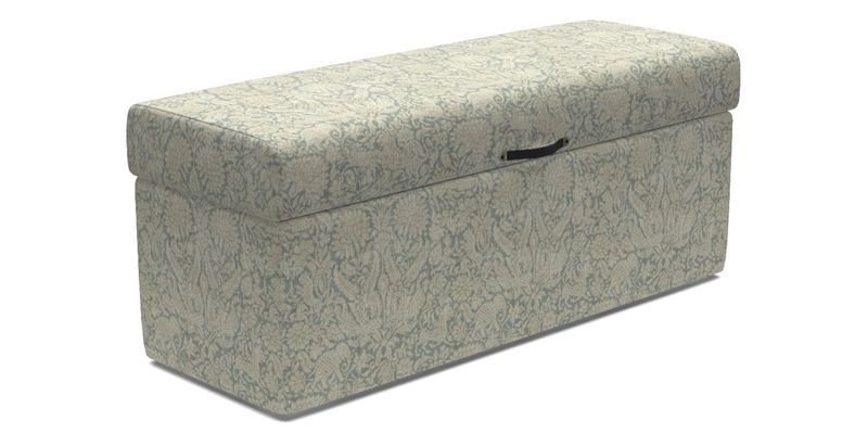 Birdham medium blanket box in Spill Resistant Gertrude Jekyll Ornamental Duck Egg and Alwinton 3 seater sofa in Spill Resistant Sussex Stripe Mocha