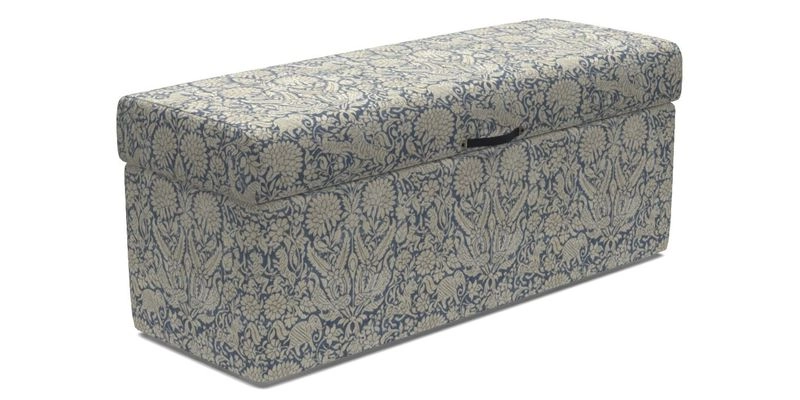 Birdham Large Blanket Box in V&A Threads of India on Linen Regal Poppy Buttermilk