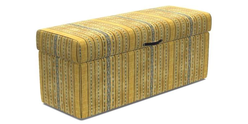 Birdham Large Blanket Box in V&A Threads of India on Linen Regal Poppy Buttermilk
