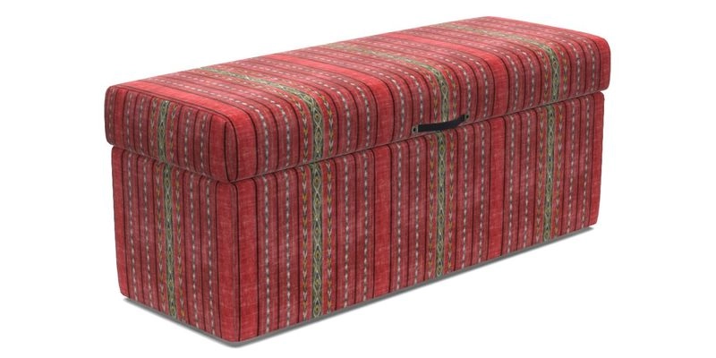 Birdham Large Blanket Box in V&A Threads of India on Linen Regal Poppy Buttermilk