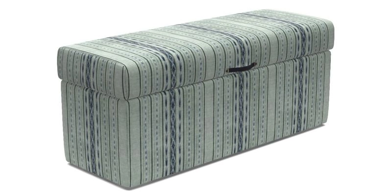 Birdham Large Blanket Box in V&A Threads of India on Linen Regal Poppy Buttermilk