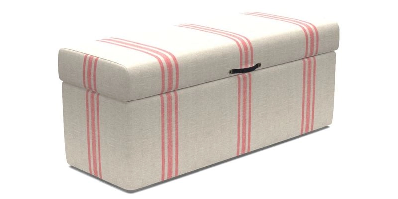 Birdham Large Blanket Box in V&A Threads of India on Linen Regal Poppy Buttermilk