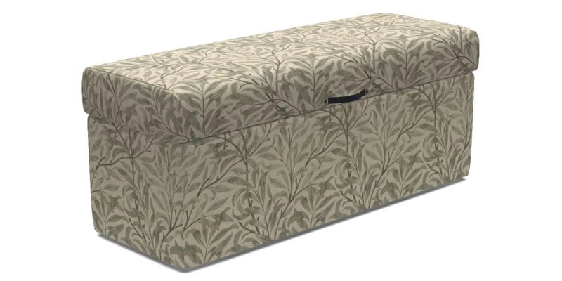 Birdham medium blanket box in Spill Resistant Gertrude Jekyll Ornamental Duck Egg and Alwinton 3 seater sofa in Spill Resistant Sussex Stripe Mocha