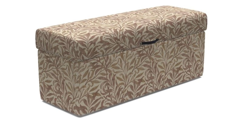 Birdham Large Blanket Box in V&A Threads of India on Linen Regal Poppy Buttermilk