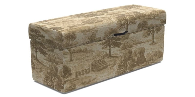 Birdham medium blanket box in Spill Resistant Gertrude Jekyll Ornamental Duck Egg and Alwinton 3 seater sofa in Spill Resistant Sussex Stripe Mocha