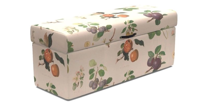 Birdham Large Blanket Box in V&A Threads of India on Linen Regal Poppy Buttermilk