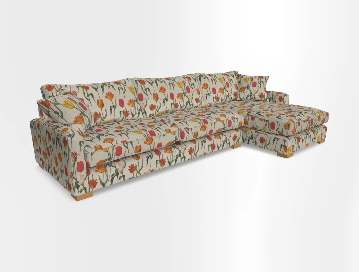 Brook Green chaise RHF in Two Tone Plain Biscuit