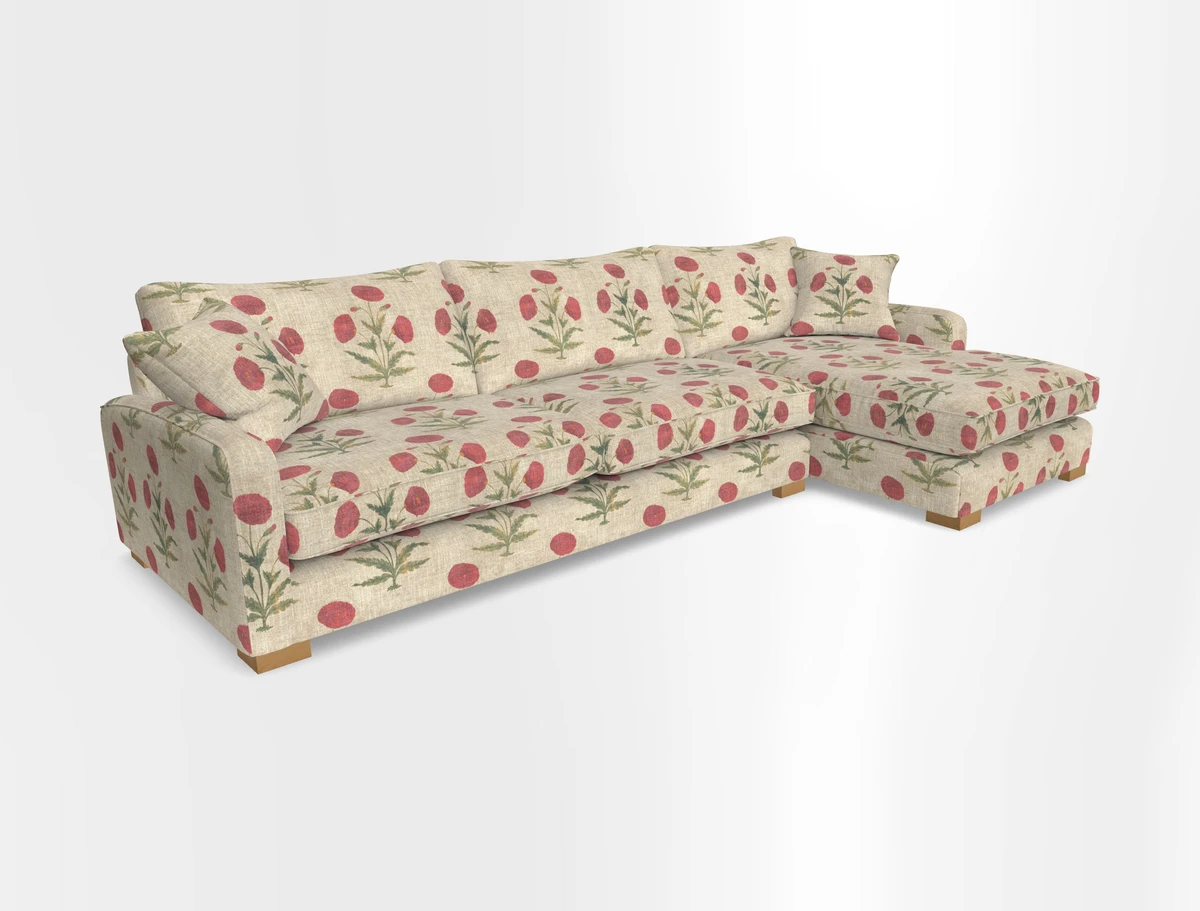 Brook Green chaise RHF in Two Tone Plain Biscuit