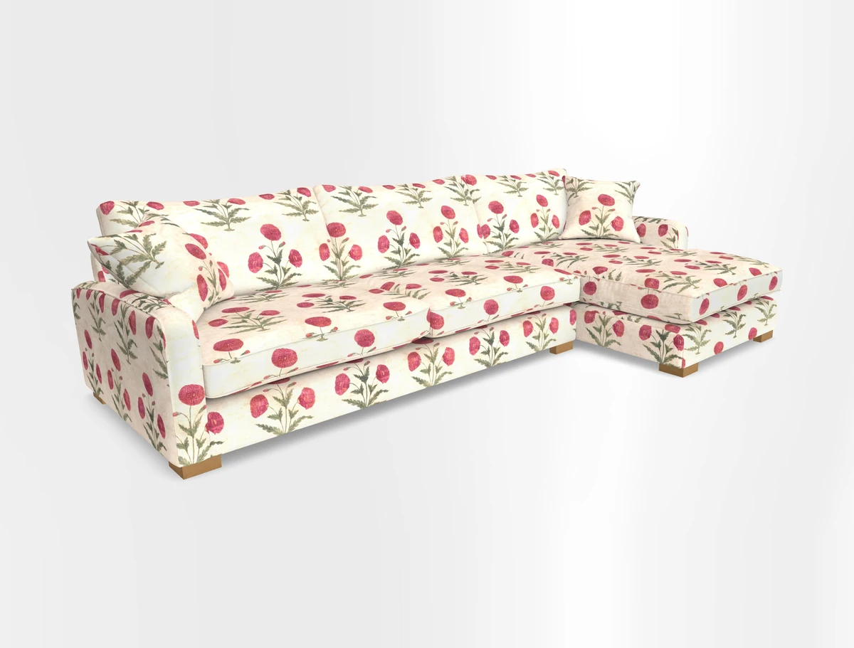Brook Green chaise RHF in Two Tone Plain Biscuit