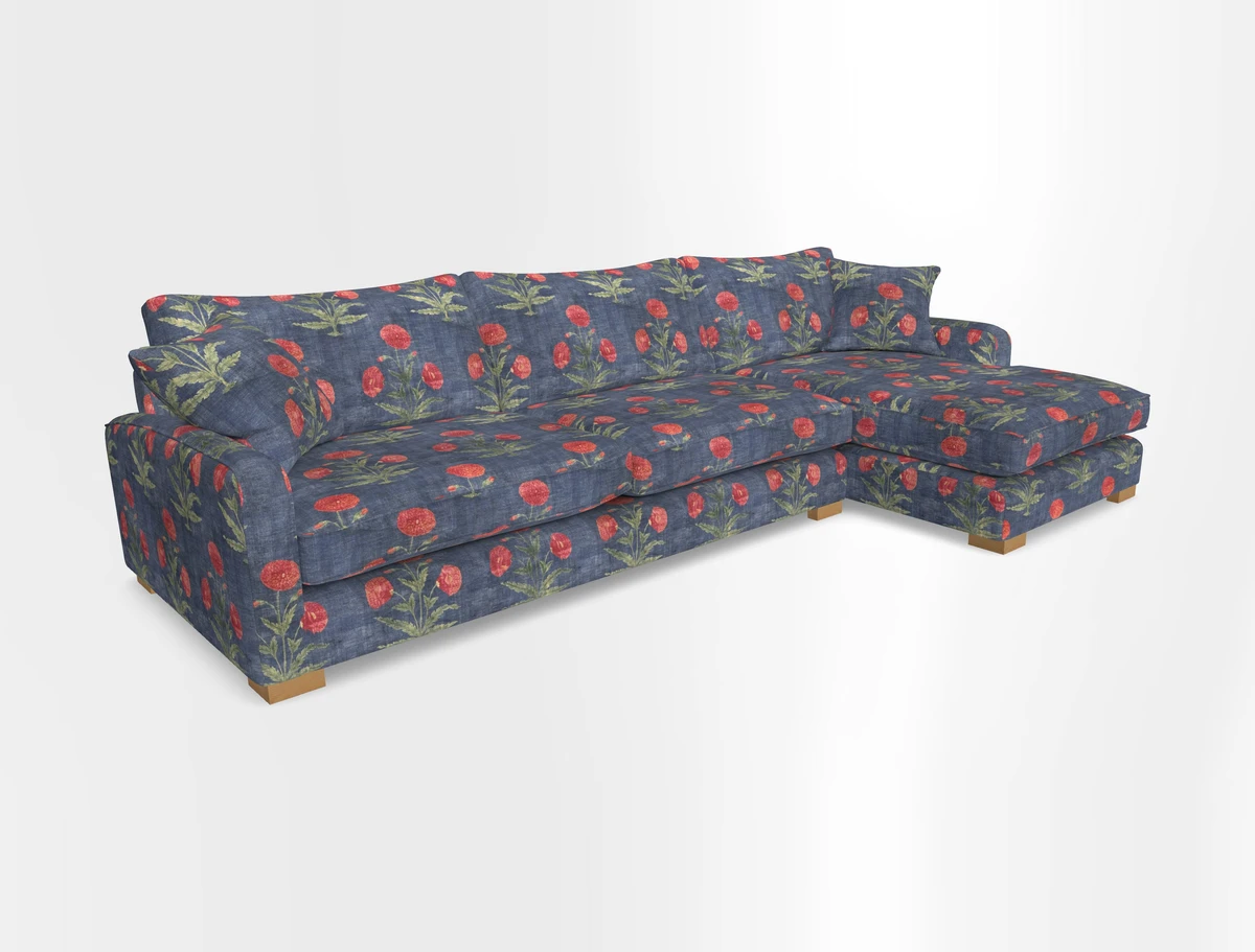 Brook Green chaise RHF in Two Tone Plain Biscuit