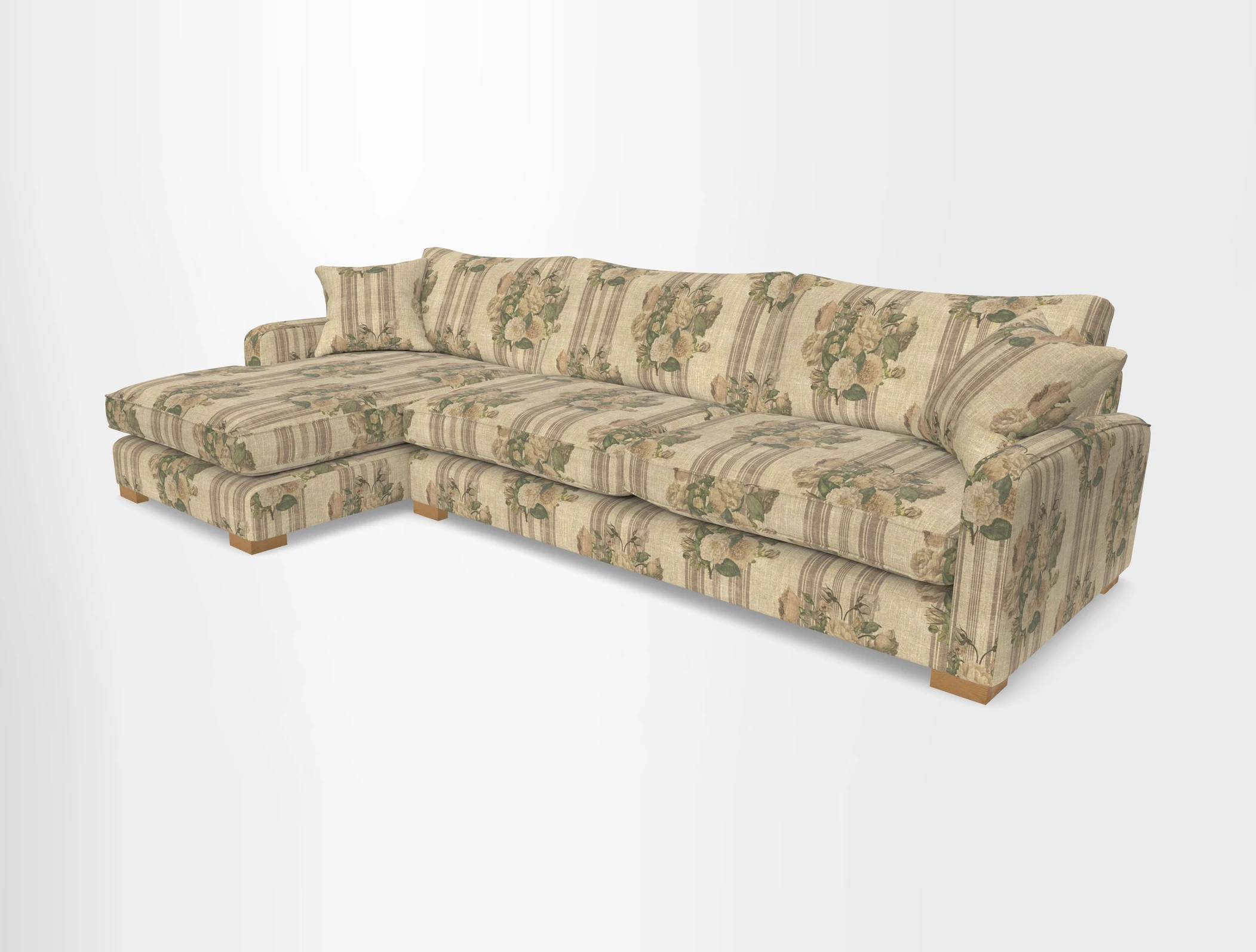 Brook Green chaise LHF in Two Tone Plain Biscuit