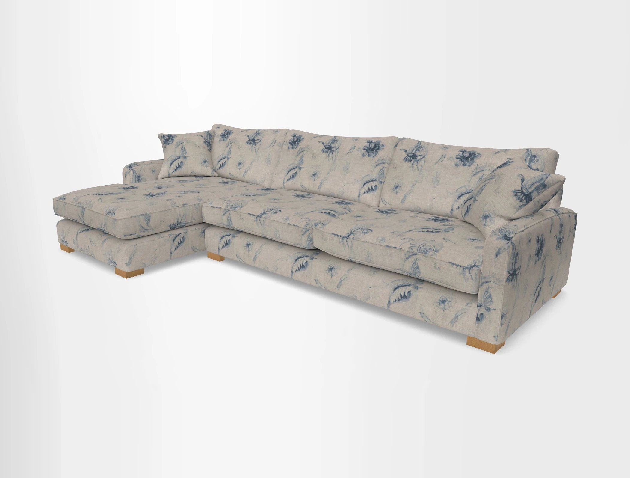 Brook Green chaise LHF in Two Tone Plain Biscuit