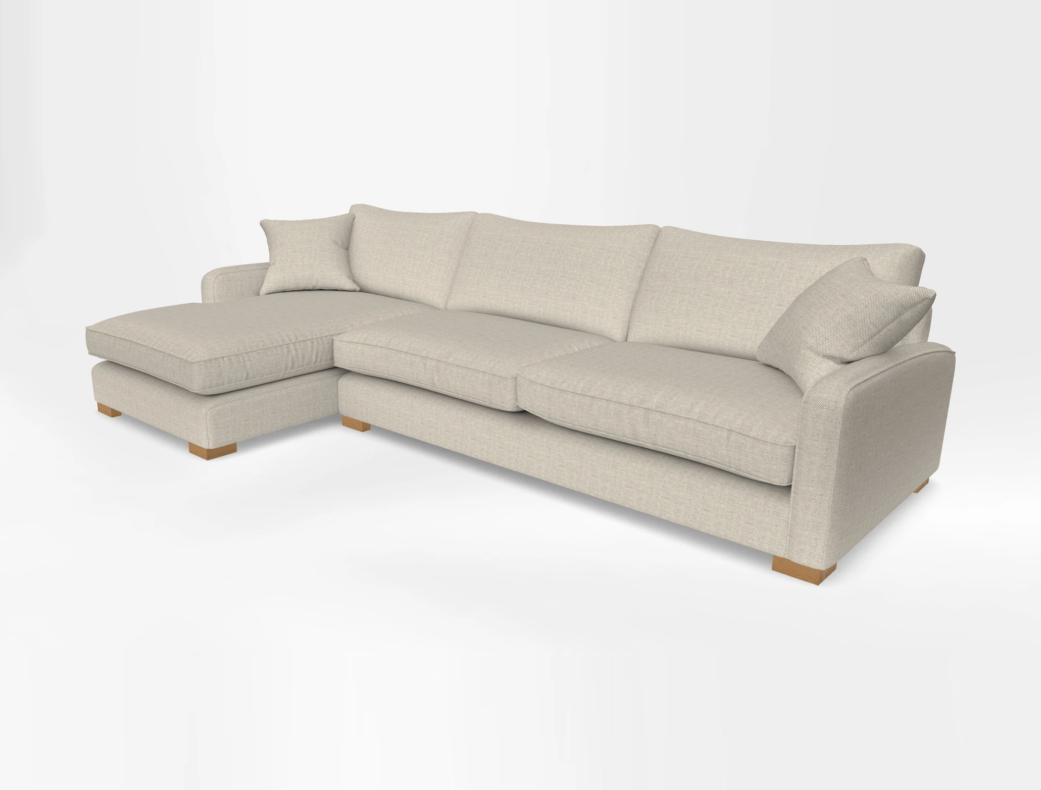 Brook Green chaise LHF in Two Tone Plain Biscuit