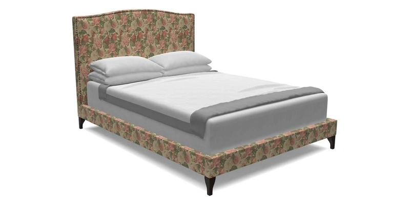 Brick Lane King Bed in Floral Linen Filicopsida Batik