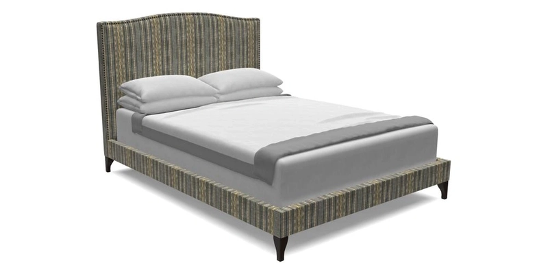 Brick Lane King Bed in Floral Linen Filicopsida Batik