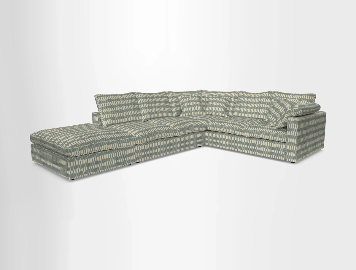 Big Softie Straight Arm Corner Group RHF in Romo Linara Coconut with Scatters in William Yoeward Nizhoni Indigo & Malla Indigo